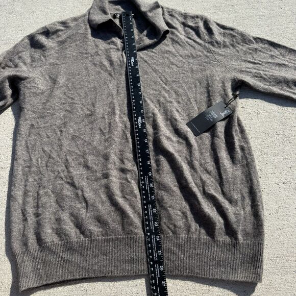 Christian Lacroix 100% 2 Ply Cashmere sweater Button Collar Brown Gray NWT Large - Picture 1 of 5